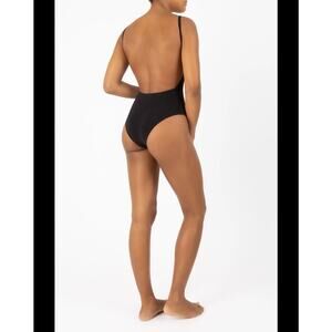 NWT ANEMOS Solid Black Open Back Square-Neck One-Piece Swimsuit L